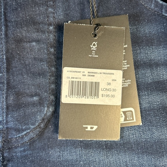 Diesel Industry Jeans Mens 38x30 Markee Straight Dark Wash Button Fly 5 Pocket - Picture 3 of 15